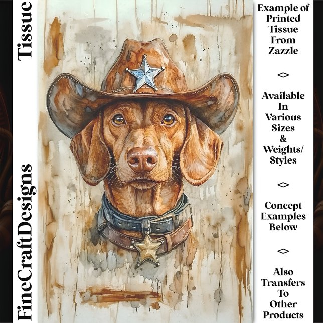 Cute Brown Cowboy Sheriff Dog DC9 Decoupage Tissue Paper (Creator Uploaded)