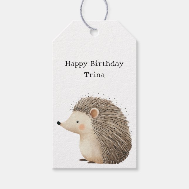 Cute Brown Cream Hedgehog Gift Tags (Front)