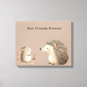 Cute Brown Cream Hedgehog Mouse Best Friends Canvas Print