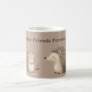 Cute Brown Cream Hedgehog Mouse Best Friends Coffee Mug