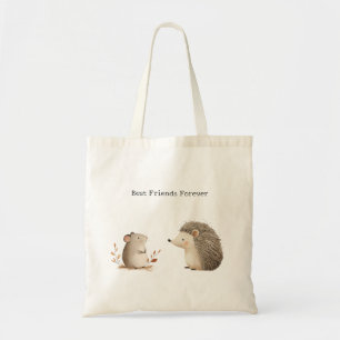 Cute Brown Cream Hedgehog Mouse Best Friends Tote Bag