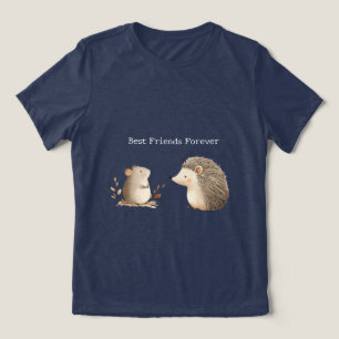 Cute Brown Cream Hedgehog Mouse Best Friends Tri-Blend Shirt