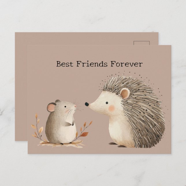 Cute Brown Cream Hedgehog Mouse Postcard (Front/Back)