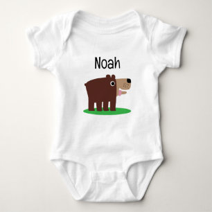 Cute brown cub bear cartoon custom baby jumpsuit