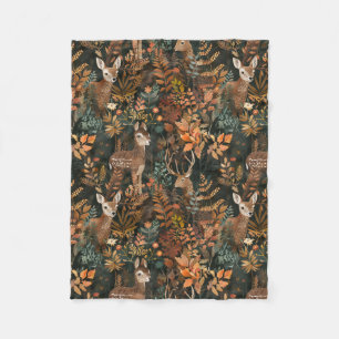 Cute brown deers pattern fleece blanket