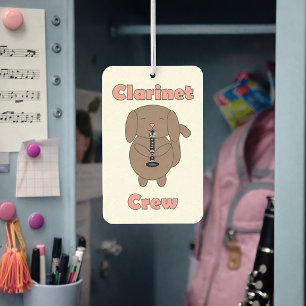 Cute Brown Dog Playing Clarinet Music Lover Car Air Freshener