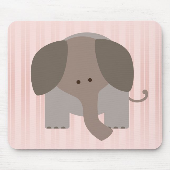 Cute Brown Elephant Mouse Mat (Front)