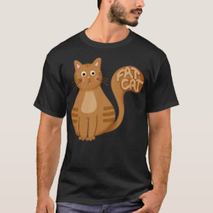 Cute Brown Fat Cat Art T-Shirt