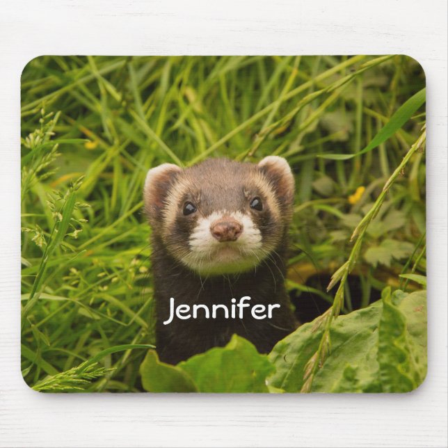 Cute Brown Ferret in the Grass Mouse Mat (Front)