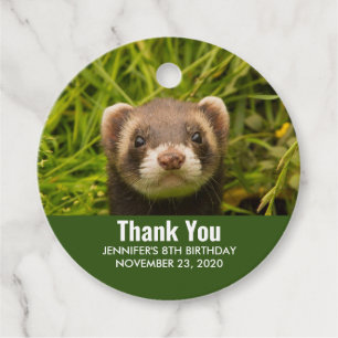 Cute Brown Ferret in the Grass Thank You Favour Tags