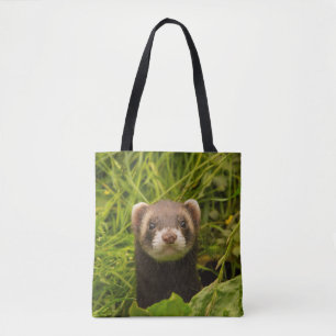 Cute Brown Ferret in the Grass Tote Bag