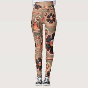 cute brown flowers and perles leggings