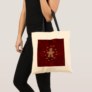 Cute Brown Gingerbread Man Christmas Tote Bag