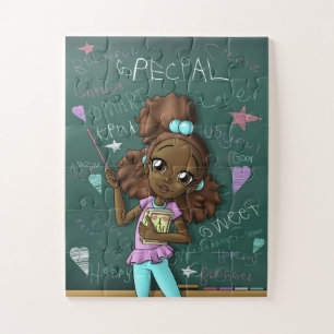 Cute Brown Girl and Positive Words Jigsaw Puzzle