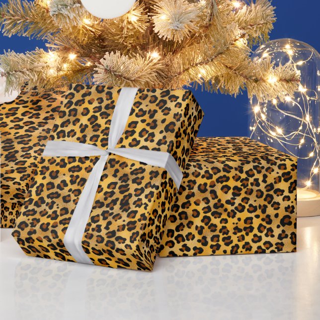 Cute Brown/Gold Leopard Wrapping Paper (Holidays)