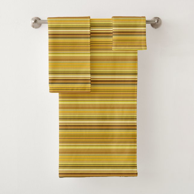 Cute brown golden stripes bath towel set (Insitu)