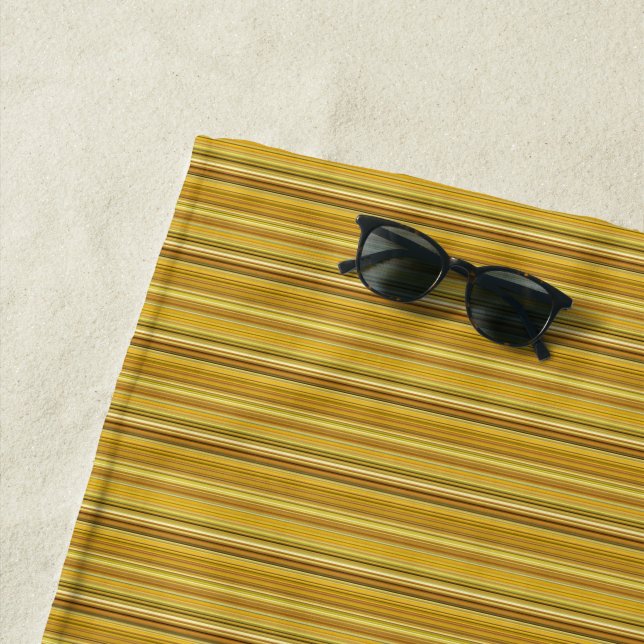 Cute brown golden stripes beach towel (In Situ)