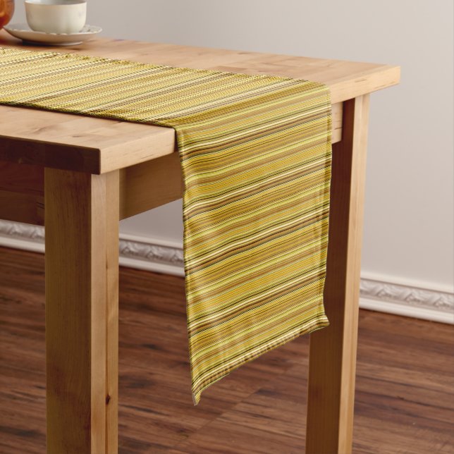 Cute brown golden stripes short table runner (In Situ)