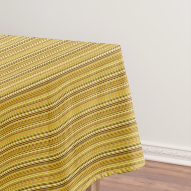 Cute brown golden stripes tablecloth (In Situ)