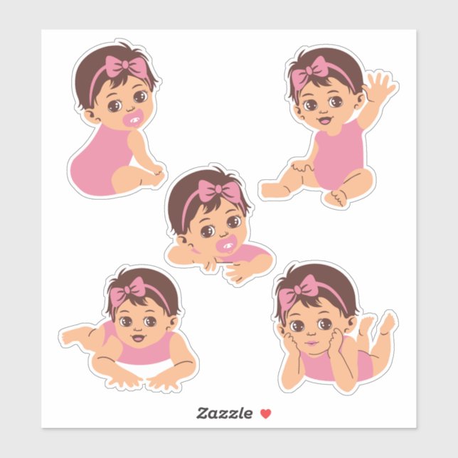 Cute Brown-Haired Baby Cutout Sticker Sheet  (Sheet)