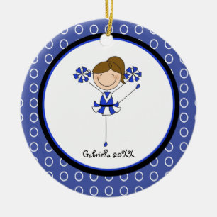 Cute Brown Haired Cheerleader Christmas Ornament