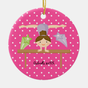 Cute Brown Haired Gymnast  Christmas Ornament