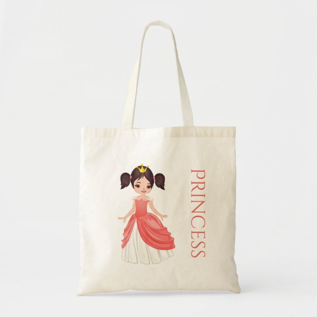 Cute Brown Haired Princess Treat Bag (Front)