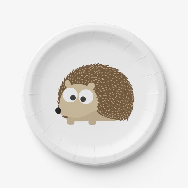 Cute Brown Hedgehog Paper Plate (Front)