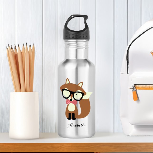Cute Brown Hipster Fox 532 Ml Water Bottle (Creator Uploaded)