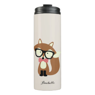 Cute Brown Hipster Fox Thermal Tumbler