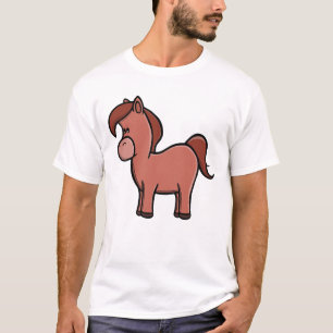 Cute Brown Horse Kawaii Pony Cartoon T-Shirt