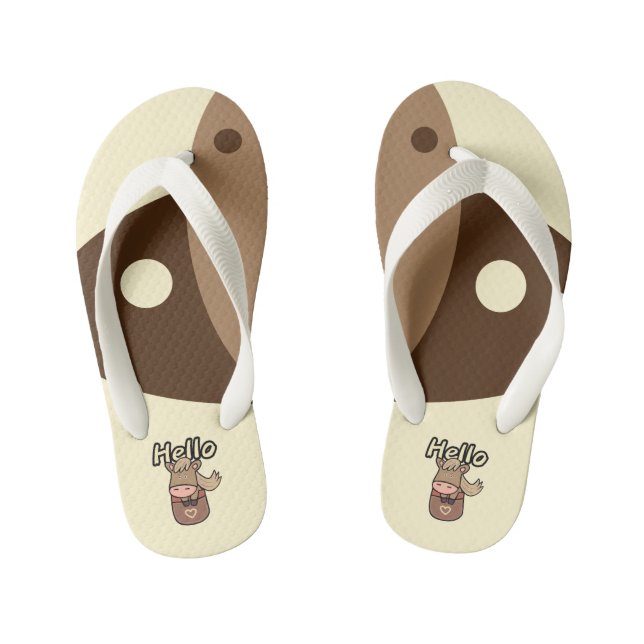 Cute brown horse kid's flip flops (Footbed)
