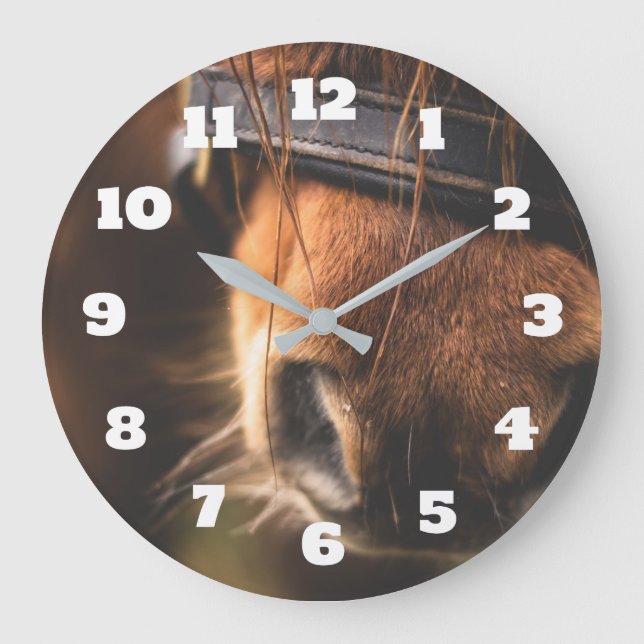 Cute Brown Horse Nose Large Clock (Front)