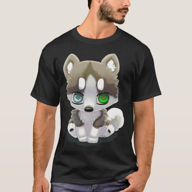 Cute Brown Husky Heterocromia T-Shirt (Front)