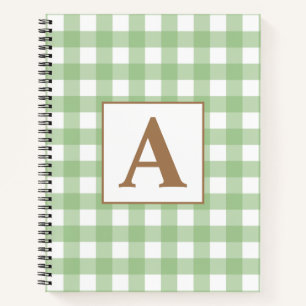 Cute brown initial A scottish pattern green name Notebook