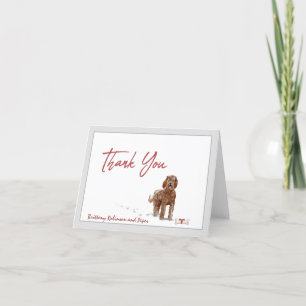 Cute Brown Labradoodle Dog Personalise Bone Thank You Card