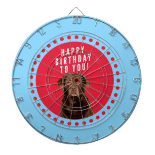 Cute Brown Labrador Retriever Dog Happy Birthday Dartboard
