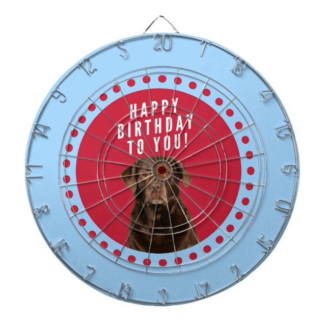 Cute Brown Labrador Retriever Dog Happy Birthday Dartboard (Front)