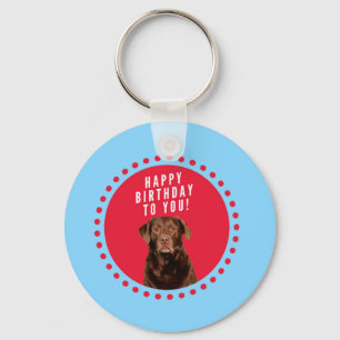 Cute Brown Labrador Retriever Dog Happy Birthday Key Ring