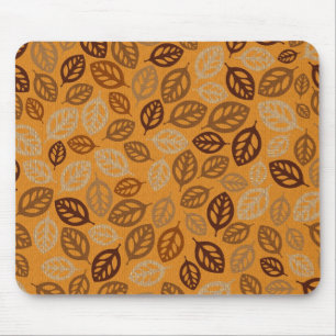 Cute brown leaves pattern mouse mat