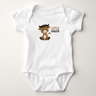 Cute Brown Little Grazer Buffalo Baby Romper Bodysuit