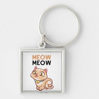 Cute Brown Meow Cat Key Ring
