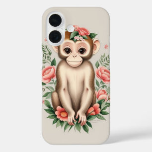Cute Brown Monkey iPhone 16 Case
