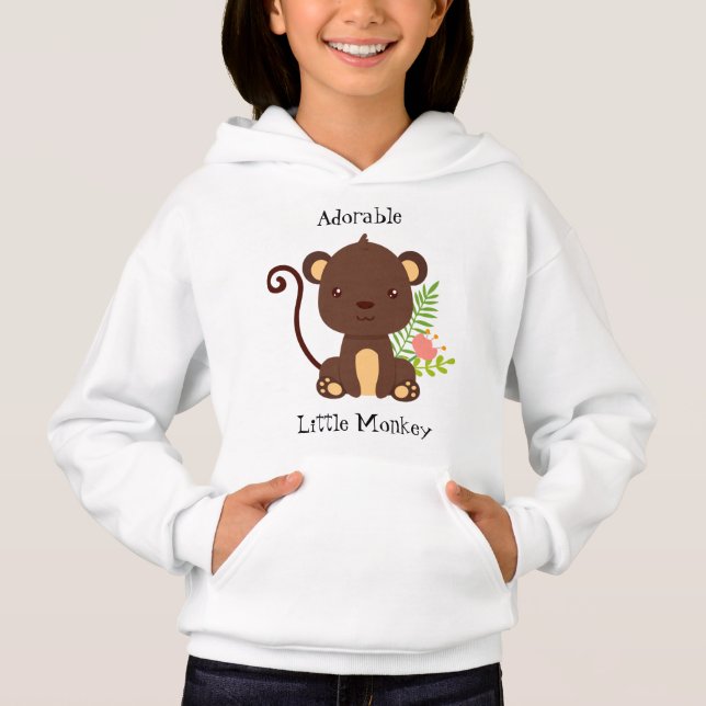 Cute Brown Monkey With Pink Flowers (Front)