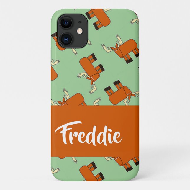 Cute brown moose pattern on green Case-Mate iPhone case (Back)