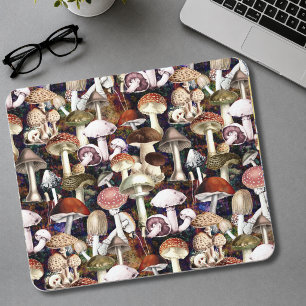 Cute brown mushroom fungi garden pattern  mouse mat