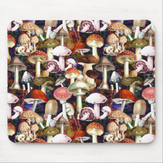 Cute brown mushroom fungi garden pattern mouse mat