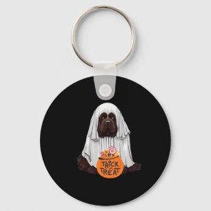 Cute Brown Newfoundland Dog Halloween Key Ring