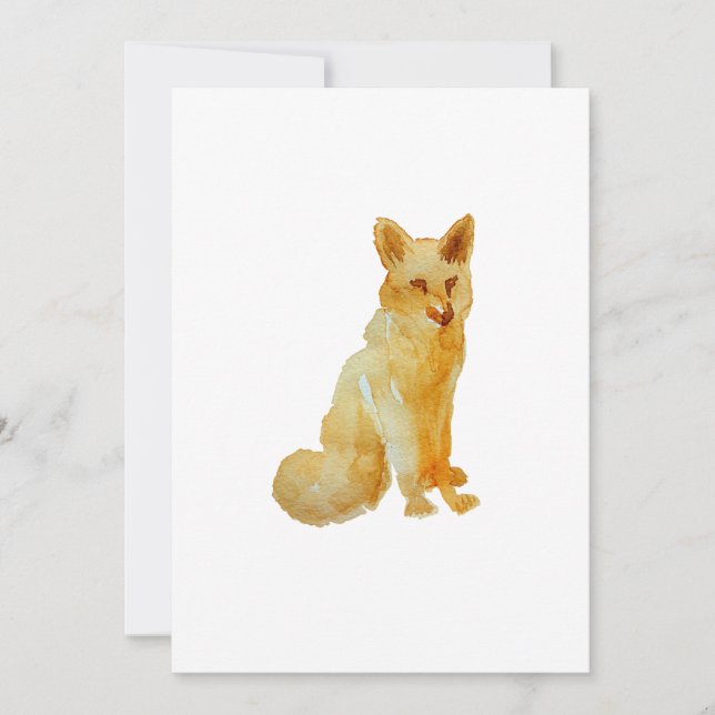 Cute brown orange hand painted watercolor fox (Front)