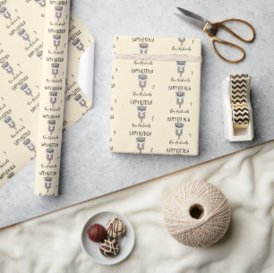 Cute brown otter cream birthday wrapping paper